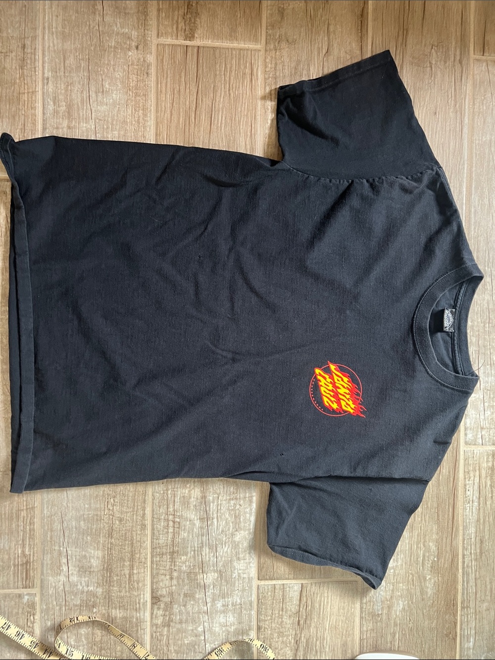Santa Cruz Skateboards Black Short-Sleeve Tee with Flame Logo